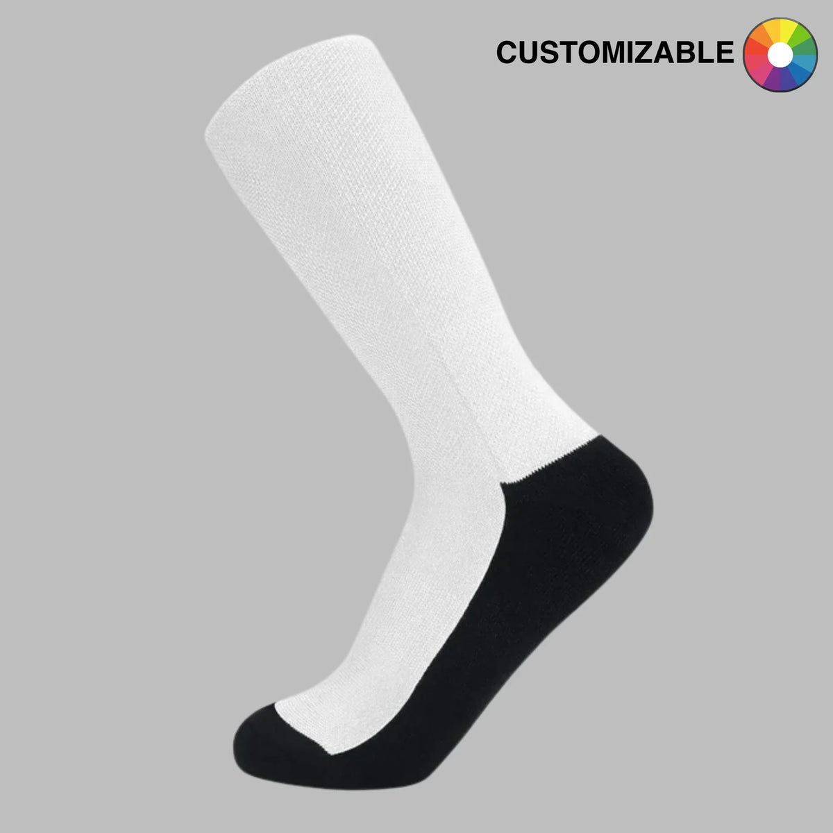 zero custom crew socks three-quarter gray bg