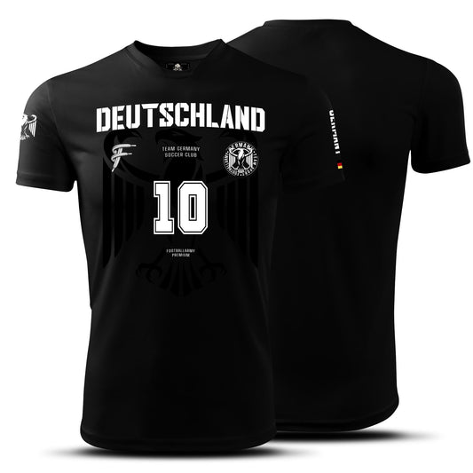 Deutschland Streetwear Shirt Schwarz – Nr. 10 – Performance Soccer Style