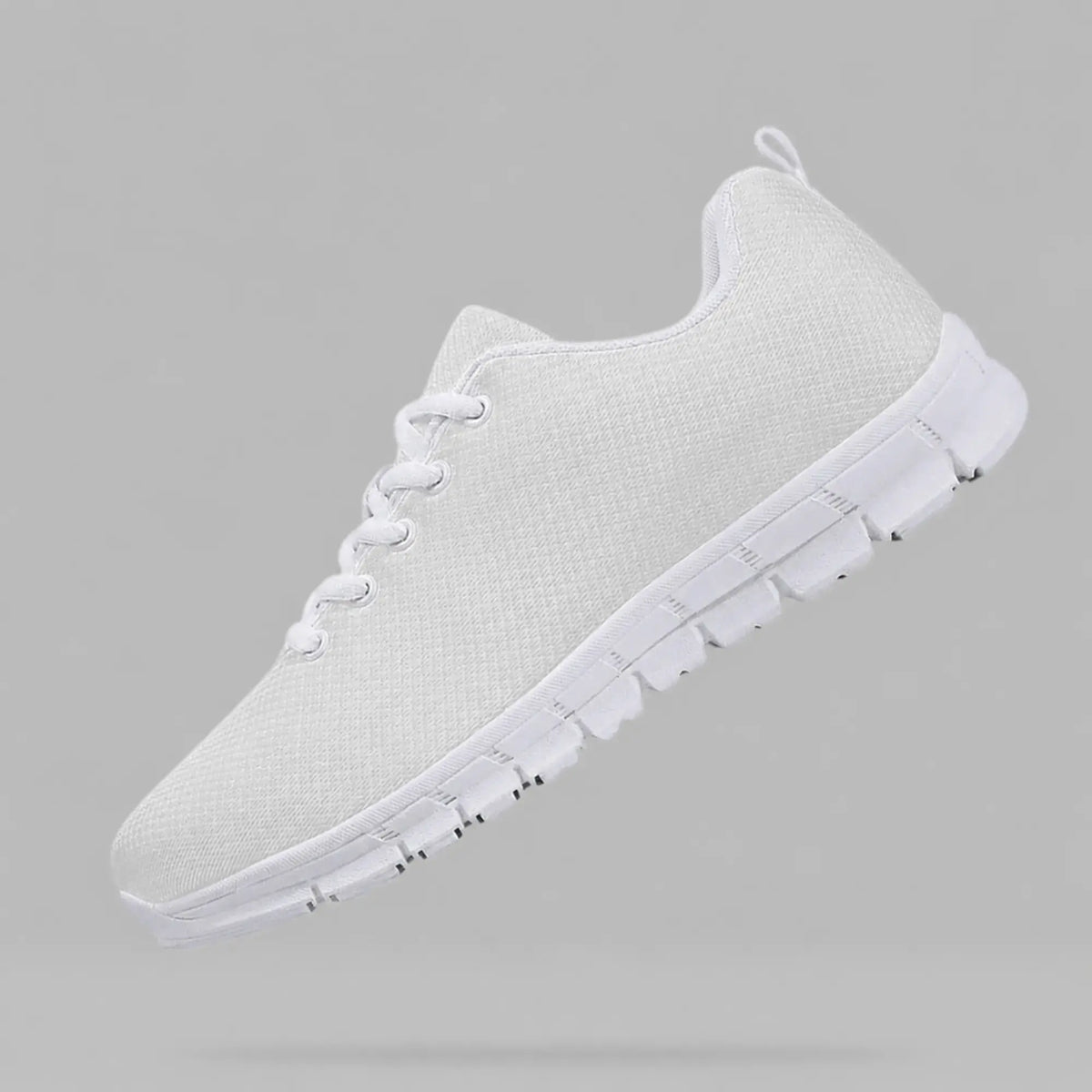 zero running shoes floating three-quarter white